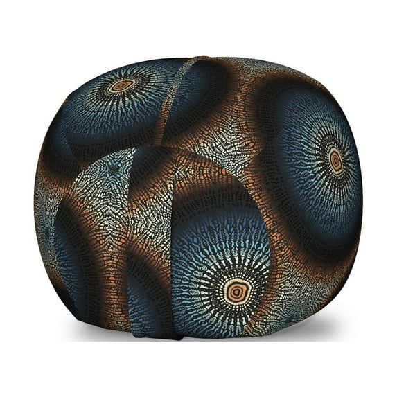 Mandala Storage Toy Bag Chair, Circular Bohemian Style Circular Dots, Stuffed Animal Organizer Washable Bag, Large Size, Multicolor, by Ambesonne