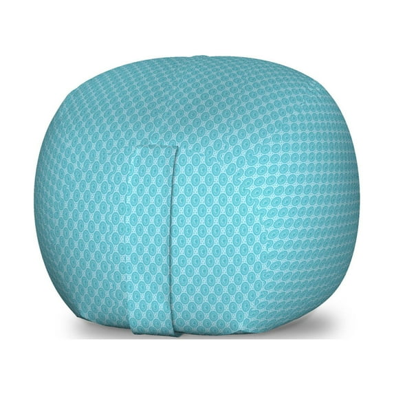 Mandala Storage Toy Bag Chair, Oriental Cosmos Symbols Yoga Circles Lacy Bohemian Motif, Stuffed Animal Organizer Washable Bag, Large Size, Dark Seafoam Pale Blue, by Ambesonne