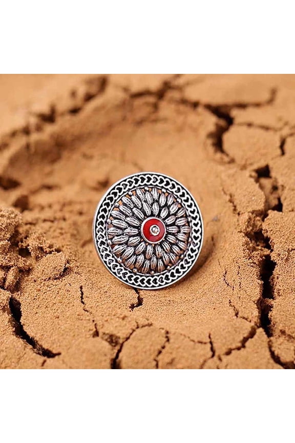 Mandala Style Silver Silver-Plated Ring
