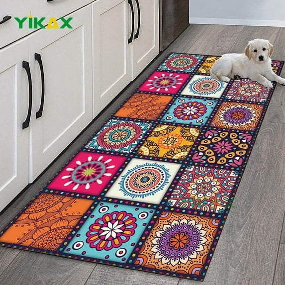 Mandala Style Flower Series Carpet for Living Room Bedroom Rugs Decorative Doormat Kitchen Bathroom Non-slip Floor Mats Area Rug