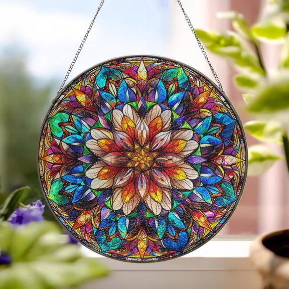 Mandala Suncatcher, Mandala Window Hanging Decor, Spiritual Art v2, 3.5 in