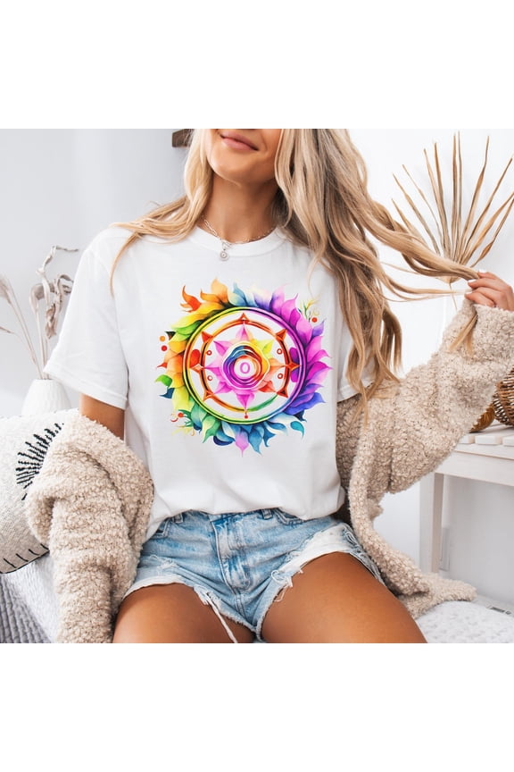 Mandala T-Shirt Fall Leaves Colorful Yoga For Women Gift For Yogi T-Shirt