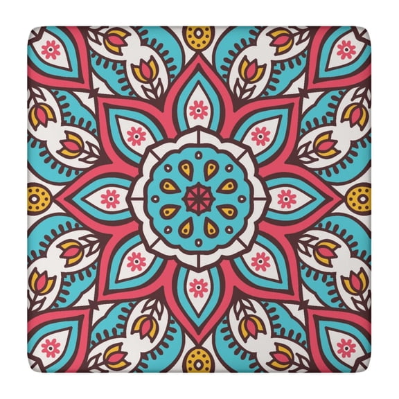 Mandala Tablecloth Abstract Mandala Design Waterproof Squre Cover with Elastic Edges and Back for Spiritual and Anxiety Relief