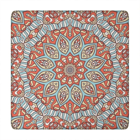 Mandala Tablecloth Boho Folk Design Waterproof Elastic Squre Cover with Back for Healing and Relaxation Spaces