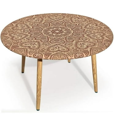 Mandala Tablecloth Elastic Edged Boho Round Fitted Table Cover Waterproof Table Cloth for Indoor Outdoor Dinning Table Decor