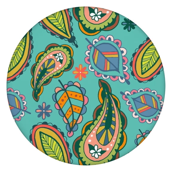 Mandala Tablecloth Exotic Traditional Mandala Pattern Waterproof Round Cover with Elastic Edges and Back for Meditation