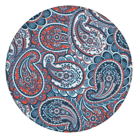 Mandala Tablecloth Folk Style Mandala Pattern Waterproof Round Cover with Elastic Fit and Back for Healing and Meditation