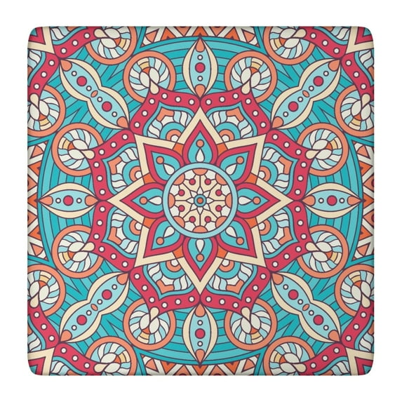 Mandala Tablecloth Fusion of Colors Pattern Waterproof Elastic Squre Cover with Back for Meditation and Healing