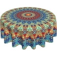 thumbnail image 1 of Mandala Tablecloth Round 60 Inch Colorful Boho Table Cloth,Stain Resistance Polyester Summer Table Covers for Kitchen Dining,Small Tablecloth for Party Picnic, 1 of 6