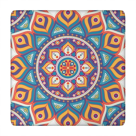 Mandala Tablecloth Traditional Sacred Mandala Pattern Waterproof Squre Cover with Elastic Edges and Back for Meditation