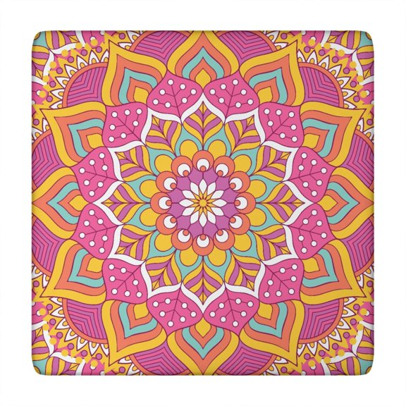 Mandala Tablecloth Traditional Sacred Mandala Pattern Waterproof Squre Cover with Elastic Edges and Back for Meditation