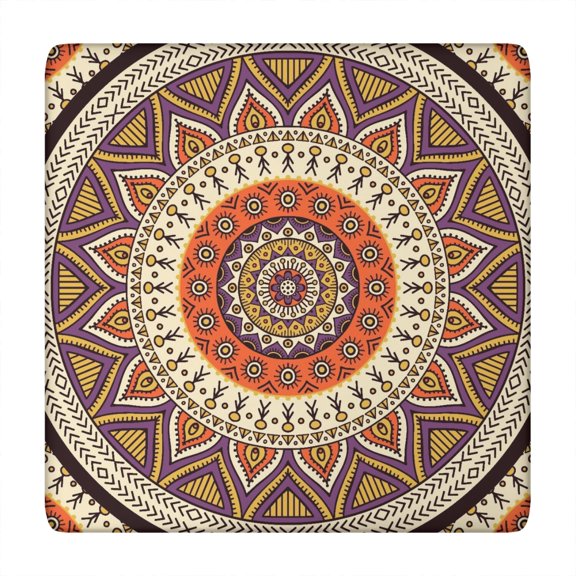 Mandala Tablecloth Traditional Sacred Mandala Pattern Waterproof Squre Cover with Elastic Edges and Back for Meditation