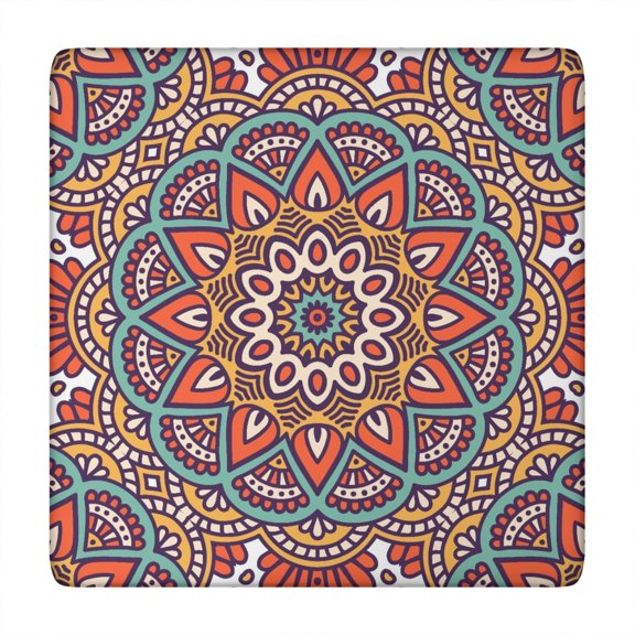 Mandala Tablecloth Trippy Geometric Pattern Waterproof Squre Cover with Elastic Fit and Back for Relaxation and Energy Healing