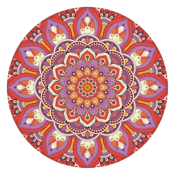 Mandala Tablecloth Vintage Abstract Pattern Waterproof Elastic Round Cover with Back for Relaxation and Anxiety Relief