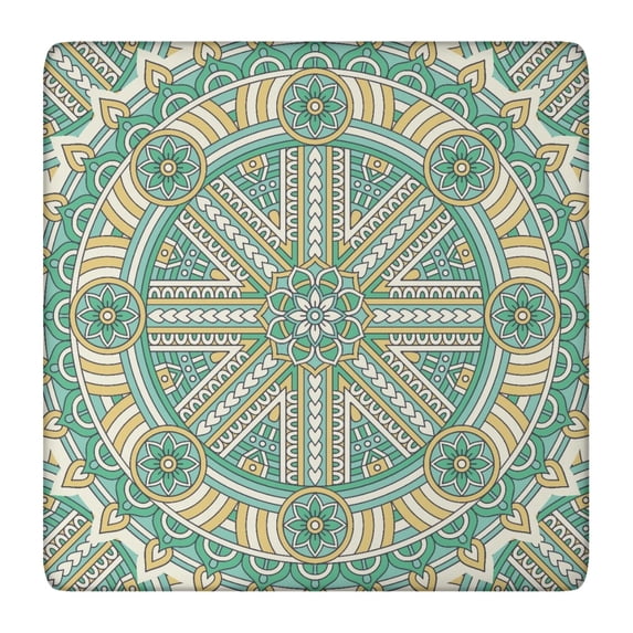 Mandala Tablecloth Vintage Traditional Mandala Pattern Waterproof Elastic Squre Cover with Back for Relaxation