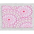 thumbnail image 1 of Mandala Tapestry, Indian Ethnic Design Floral Leaf like Circled Pattern Dots Print, Wall Hanging for Bedroom Living Room Dorm Decor, 80W X 60L Inches, White Hot Pink and Magenta, by Ambesonne, 1 of 1