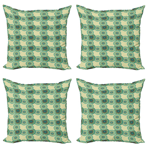 Ambesonne Mandala Throw Pillow Cover 4 Pack, Moroccan Motifs, 18", Multicolor