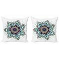 thumbnail image 1 of Ambesonne Nature Throw Pillow Cover 2 Pack, Boho Blooming Flower, 20", Purple Brown and Teal, 1 of 2