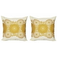 thumbnail image 1 of Ambesonne Mandala Throw Pillow Cover 2 Pack, Spring Flowers Border, 18", Eggshell Earth Yellow, 1 of 2