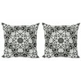 thumbnail image 1 of Ambesonne Mandala Throw Pillow Cover 2 Pack, Lace Like Lotus Flower Form, 24", Black White, 1 of 2