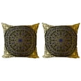 thumbnail image 1 of Ambesonne Mandala Throw Pillow Cover 2 Pack, Lotus Inspired Design, 24", Navy Blue Yellow, 1 of 2
