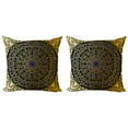 thumbnail image 1 of Ambesonne Mandala Throw Pillow Cover 2 Pack, Lotus Inspired Design, 16", Navy Blue Yellow, 1 of 5