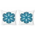 thumbnail image 1 of Ambesonne Mandala Throw Pillow Cover 2 Pack, Traditional Blooming Floral, 24", Blue White, 1 of 2