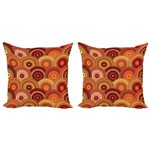 Ambesonne Mandala Throw Pillow Cover 2 Pack, Mandala Round, 20", Multicolor
