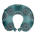 thumbnail image 1 of Mandala Travel Pillow Neck Rest, Hippie Oriental Abstract Motifs Traditional Round Spring Inspired Design, Memory Foam Traveling Accessory Airplane and Car, 12", Taupe Black Turquoise, by Ambesonne, 1 of 3