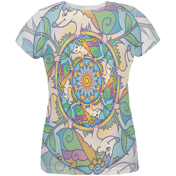 Mandala Trippy Stained Glass Hedgehog All Over Womens T Shirt Multi X-LG