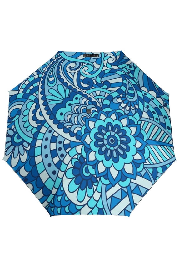 Mandala Umbrella for Rain - Portable, Double Layer Automatic Folding Umbrella UV Protection for Rain Car Travel Outdoor Men Women