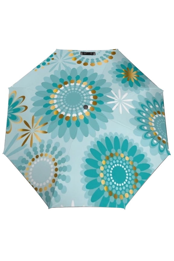 Mandala Umbrella for Rain - Portable, Double Layer Automatic Folding Umbrella UV Protection for Rain Car Travel Outdoor Men Women