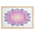 thumbnail image 1 of Mandala Wall Art with Frame, Meditational Round Lace Inspired Element Heart Shapes and Blended Color Bohemian, Printed Fabric Poster for Bathroom Living Room, 35" x 23", Multicolor, by Ambesonne, 1 of 2