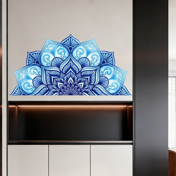 Mandala Wall Decor, Blue Wall Decor, 36X18 In, PeelandStick Wall Decor, Bohemian Wall Decals, Accent Wall Covering, Entryway Door Cabinet Upgrade, 1 Pc