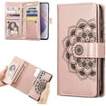 thumbnail image 1 of Mandala Wallet Case for Samsung Galaxy S21 5G,Detachable 2 in 1 PU Leather Flip Case with Magnetic Button Lanyard (9Card Slots+3Pockets+1Driver's License Pocket)-Rose Gold, 1 of 12