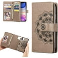 thumbnail image 1 of Mandala Wallet Case for iPhone11 6.1,Detachable 2 in 1 PU Leather Flip Case with Magnetic Button Lanyard (9Card Slots+3Pockets+1Driver's License Pocket)-Grey, 1 of 7