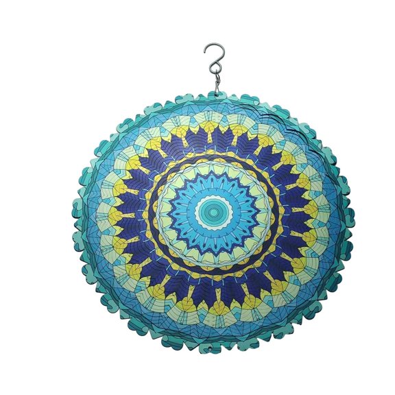 Mandala Weathervane 3D Dynamic Garden Art Weathervane Metal Wind Spinner 12 Inch Stainless Steel Hanging Wind Chime for Patio, Garden and Interior Decoration