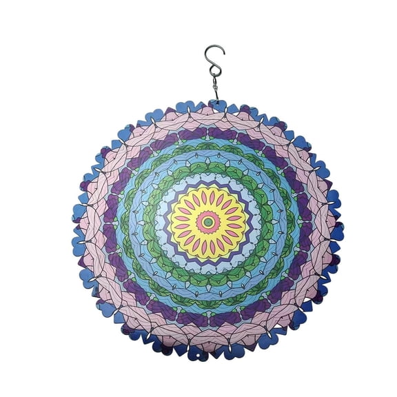 Mandala Weathervane 3D Dynamic Garden Art Weathervane Metal Wind Spinner 12 Inch Stainless Steel Hanging Wind Chime for Patio, Garden and Interior Decoration