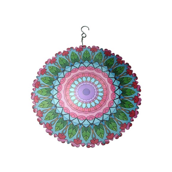 Mandala Weathervane 3D Dynamic Garden Art Weathervane Metal Wind Spinner 12 Inch Stainless Steel Hanging Wind Chime for Patio, Garden and Interior Decoration