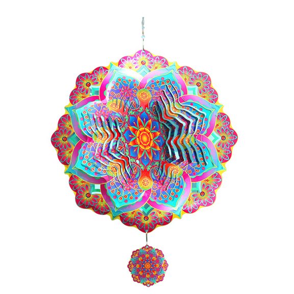Mandala Wind Spinner Metal 3D Rotating Windchimes Luxury Art Garden Hanging Outdoor Decoration  Wind Spinners