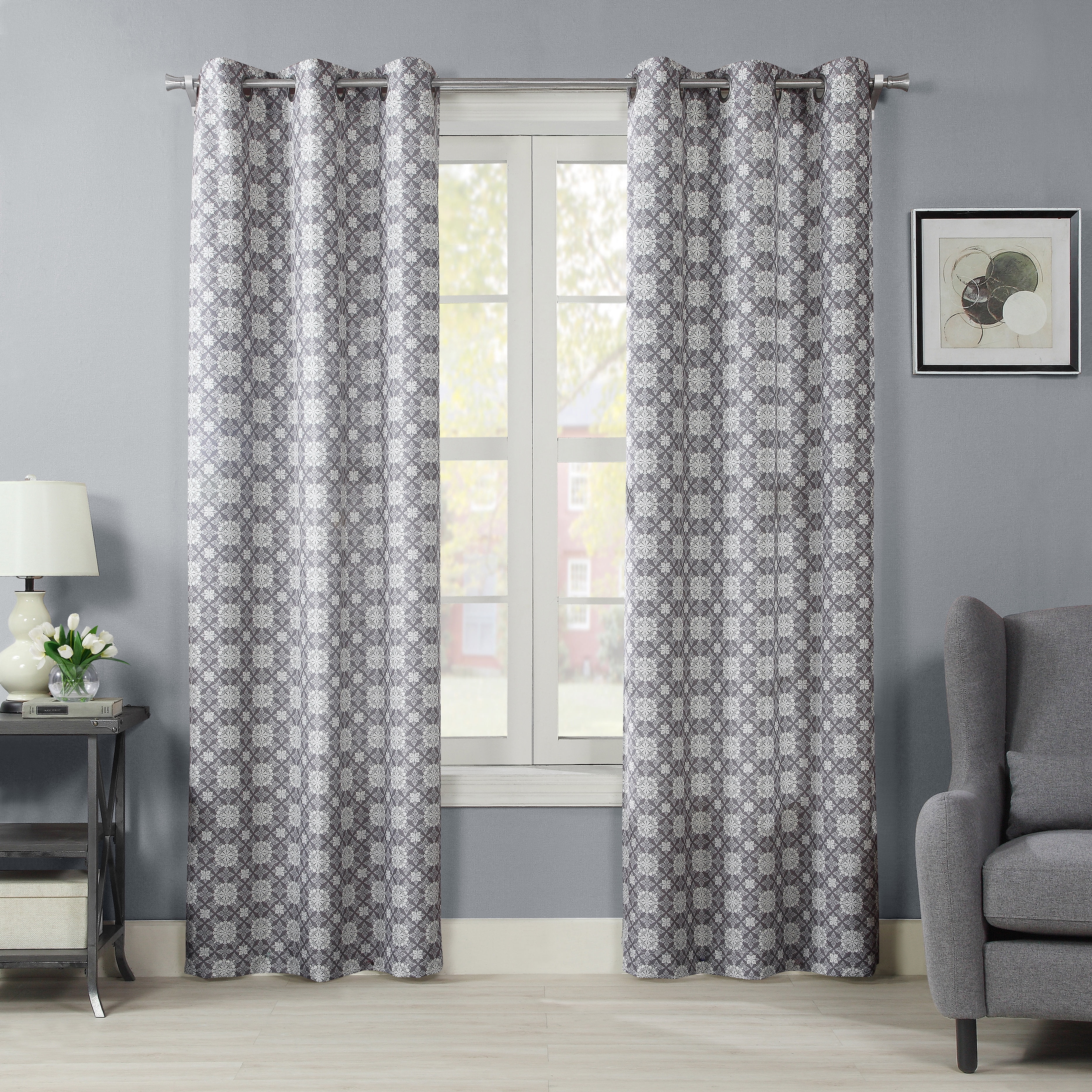 Mandala Window Panel Grey 40 x 84