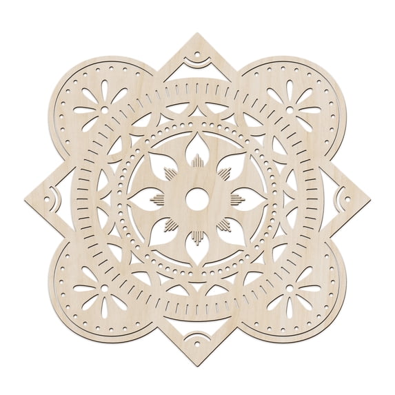 Mandala Wooden Wall Art, Floral Petal Vintage Nostalgic Retro, Birch Wood Plywood Rustic Wall Art Accent for Hallway Bedroom Living Room Cafes and Offices, 11.4" X 11.4" X 0.1", by Ambesonne