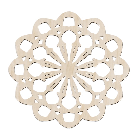 Mandala Wooden Wall Art, Rococo Victorian Times Abstract Motive, Birch Wood Plywood Rustic Wall Art Accent for Hallway Bedroom Living Room Cafes and Offices, 11.4" X 11.4" X 0.1", by Ambesonne