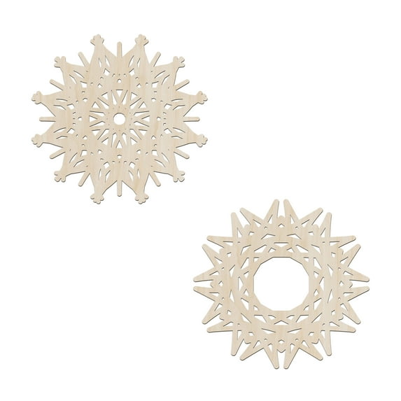 Mandala Wooden Wall Art Set of 2, Traditional Antique Sun Floral Concept, Birch Plywood Rustic Wall Art Accent for Hallway Bedroom Living Room and Offices, 11.4" X 11.4" X 0.1", by Ambesonne