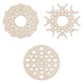 thumbnail image 1 of Mandala Wooden Wall Art Set of 3, Culture Theme Geometric Ornament Details, Birch Plywood Rustic Wall Art Accent for Hallway Bedroom Living Room and Offices, 11,4" X 11,4" X 0.1", by Ambesonne, 1 of 4