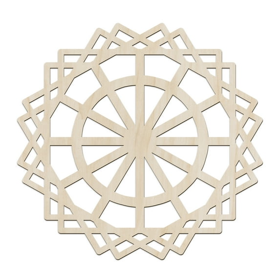 Mandala Wooden Wall Art, Symmetric Ornamental Boho Slices Folk, Birch Wood Plywood Rustic Wall Art Accent for Hallway Bedroom Living Room Cafes and Offices, 11.4" X 11.4" X 0.1", by Ambesonne