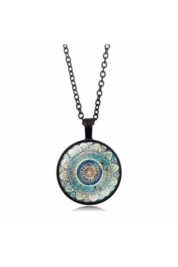 Mandala Yoga Time Gemstone Necklace Fashion Glass Pendant Necklace