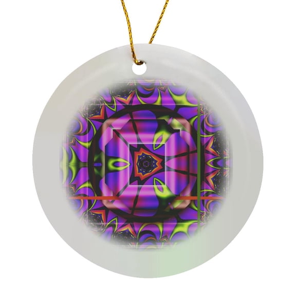 3drose, Mandala Zen Innerbalance Harmony Blue Green Pink Peace Energy Glowing Chakra Meditation Newage, Circle Porcelain Ornament