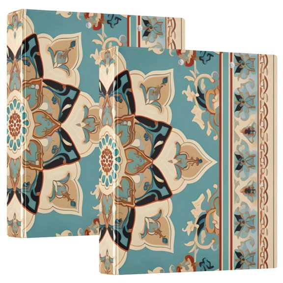 Mandala and Boho Pattern 3 Ring Binders 1.5 inch Hardcover File Folders with Interior Pockets A4 Size Organizer for School Office Hospital