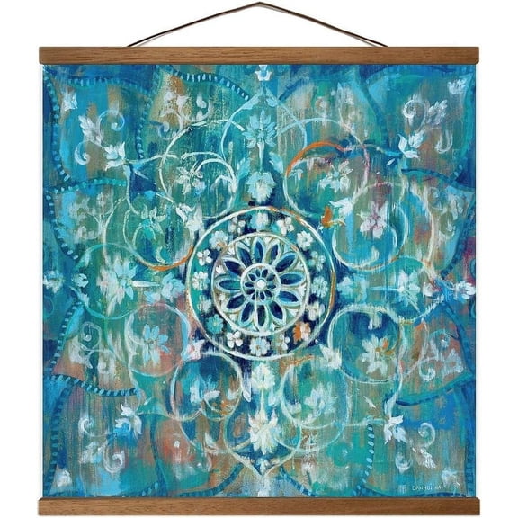 Mandala in Blue I Hanging Poster Canvas Print Ready to Hang, Mandala Wall Decor, 20"x20"